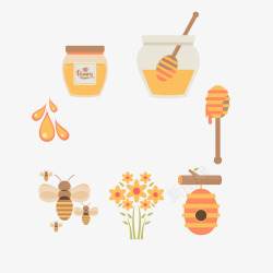 扁平蜜蜂蜂蜜元素素材