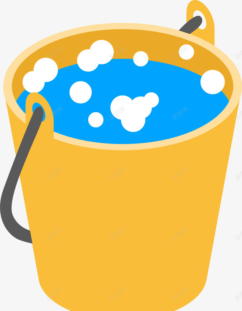 简约黄色水桶png免抠素材_新图网 https://ixintu.com 水彩 灰色提手 白色圆点 简约水桶 蓝色水 黄色水桶
