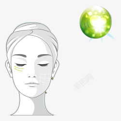 绿色水晶球和美女素材