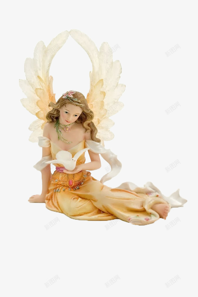 小女孩png免抠素材_新图网 https://ixintu.com 天使 欧美小女孩 翅膀 雕像