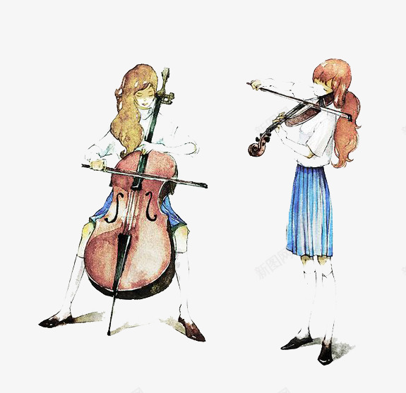 卡通音乐家png免抠素材_新图网 https://ixintu.com 卡通 小提琴 手绘 水彩 美女 装饰 音乐 音乐家