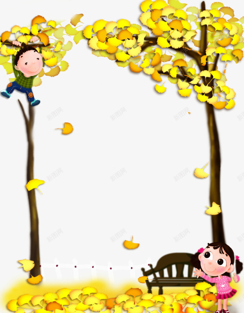 儿童卡通金色树枝相框png免抠素材_新图网 https://ixintu.com 儿童 卡通 树枝 金色