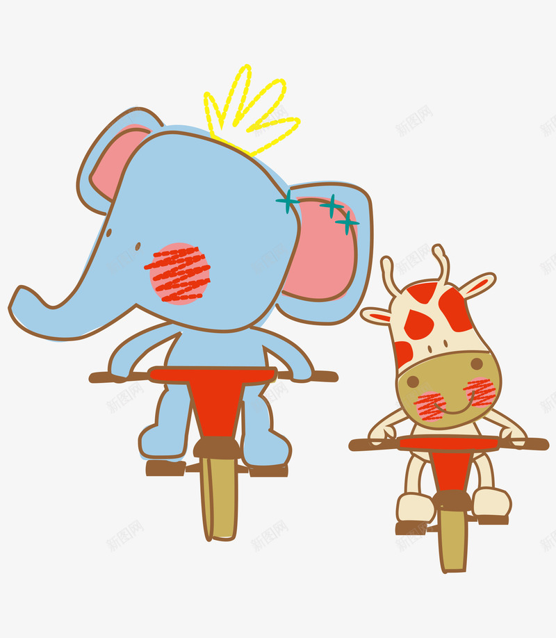 卡通手绘简洁小象骑车png免抠素材_新图网 https://ixintu.com 卡通的小象 手绘的小鹿 矢量的动物 简洁的动物 骑车的小象