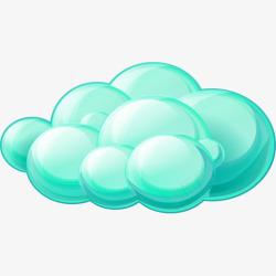 绿色卡通立体云朵装饰图案素材