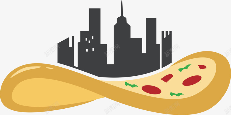 创意城市披萨矢量图eps免抠素材_新图网 https://ixintu.com 城市剪影 城市披萨 扭曲披萨 披萨 矢量png 矢量图