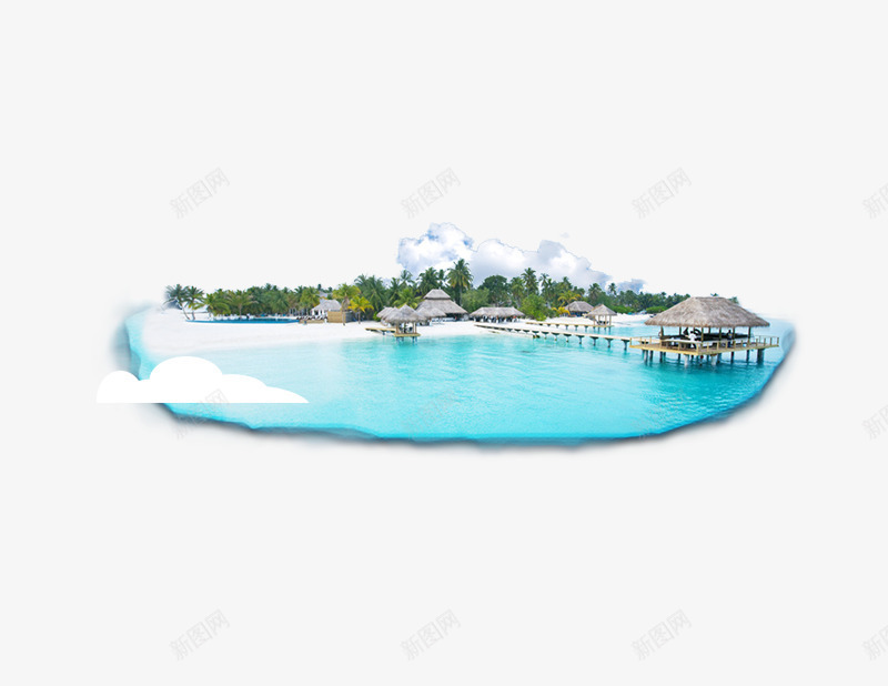 沙滩云彩海水psd免抠素材_新图网 https://ixintu.com 云彩 沙滩 海水 白云