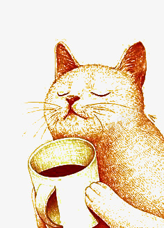 猫png免抠素材_新图网 https://ixintu.com 动物 可爱 咖啡 多喝水卡通 手绘 杯子 液体 猫咪 猫喝水 素描 陶醉