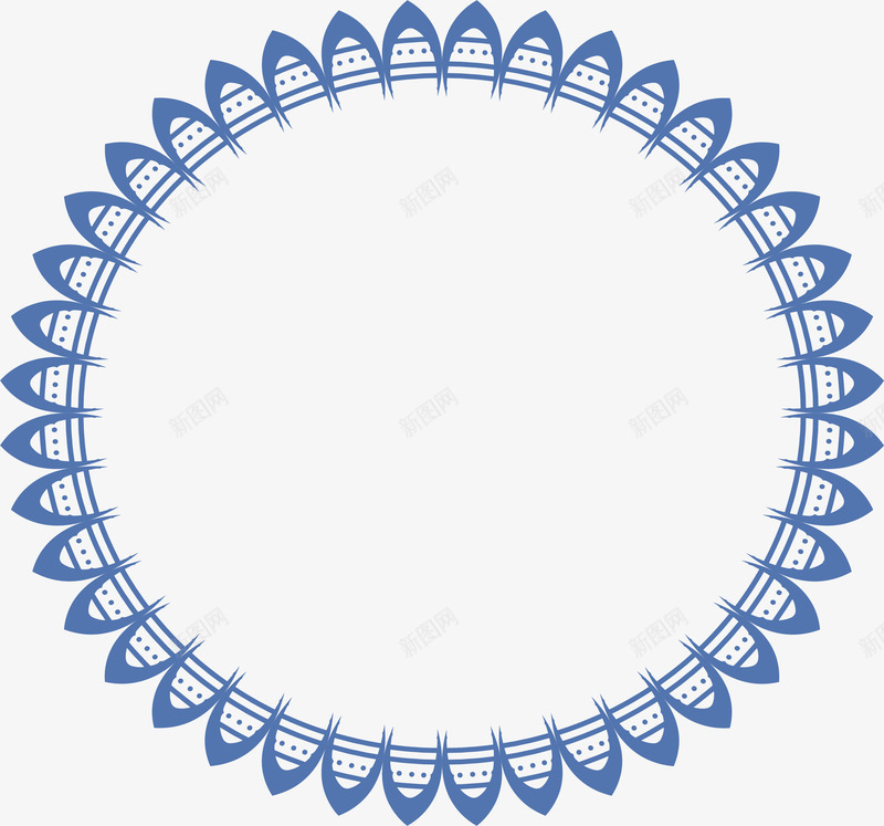 蓝色花瓣装饰框png免抠素材_新图网 https://ixintu.com 小清新 矢量png 简约风格 花瓣标题框 花瓣边框 蓝色花环