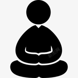人坐着瑜伽冥想的姿势坐着的人的图标高清图片