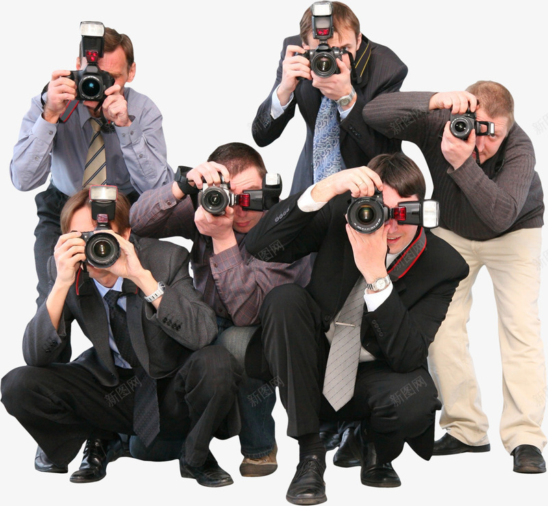 照相的一群人png免抠素材_新图网 https://ixintu.com 欧美 照相 男人 相机