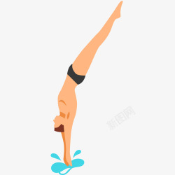 跳水运动男人运动员跳水插画矢量图高清图片