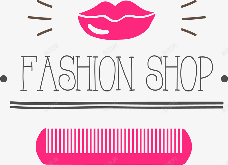 美容美妆美发图标png_新图网 https://ixintu.com logo设计 化妆 嘴唇 梳子 粉色 美容logo设计 美容美发 美容美妆美发