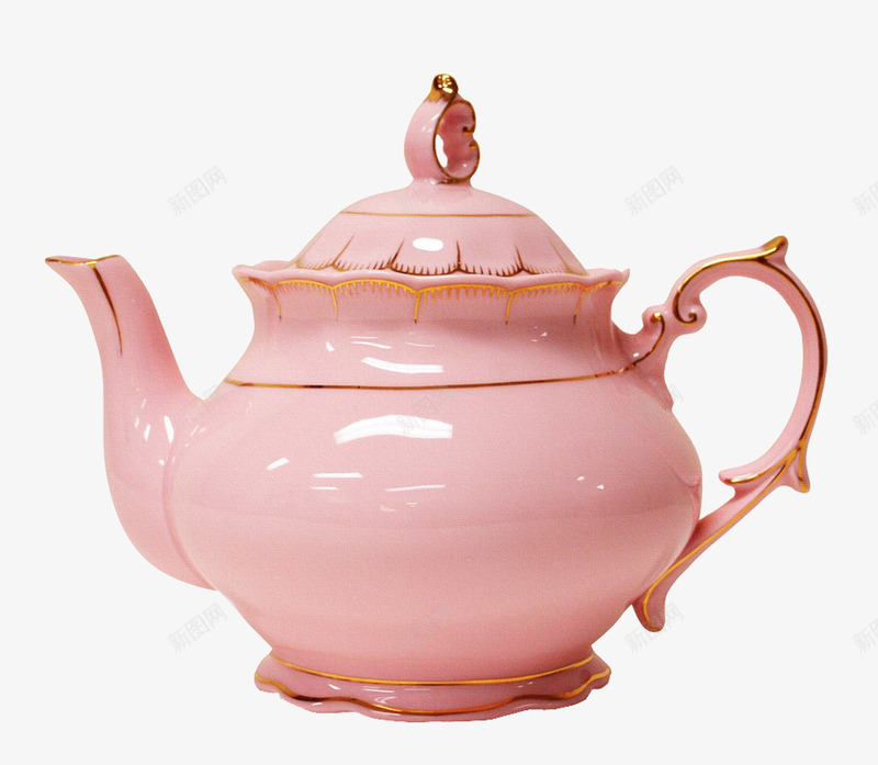 粉色茶壶png免抠素材_新图网 https://ixintu.com 印花 欧美 水壶 茶壶 陶器 陶瓷