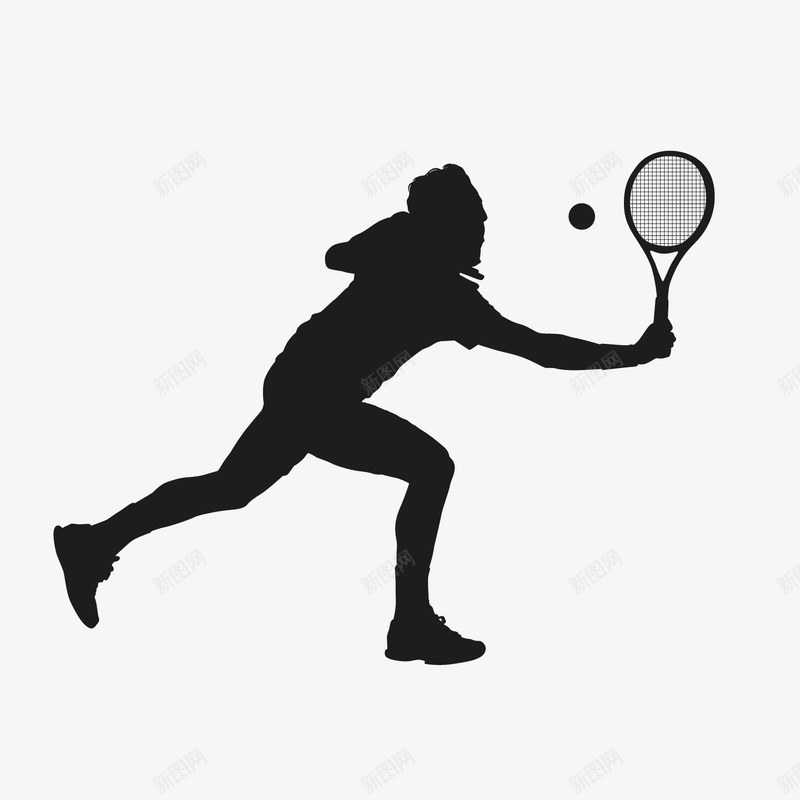 打网球的人物剪影png免抠素材_新图网 https://ixintu.com 男子运动网球人物剪影运动员