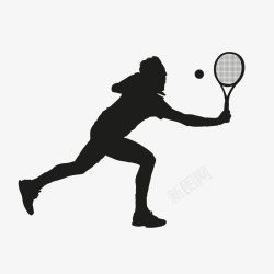 矢量男子网球打网球的人物剪影高清图片