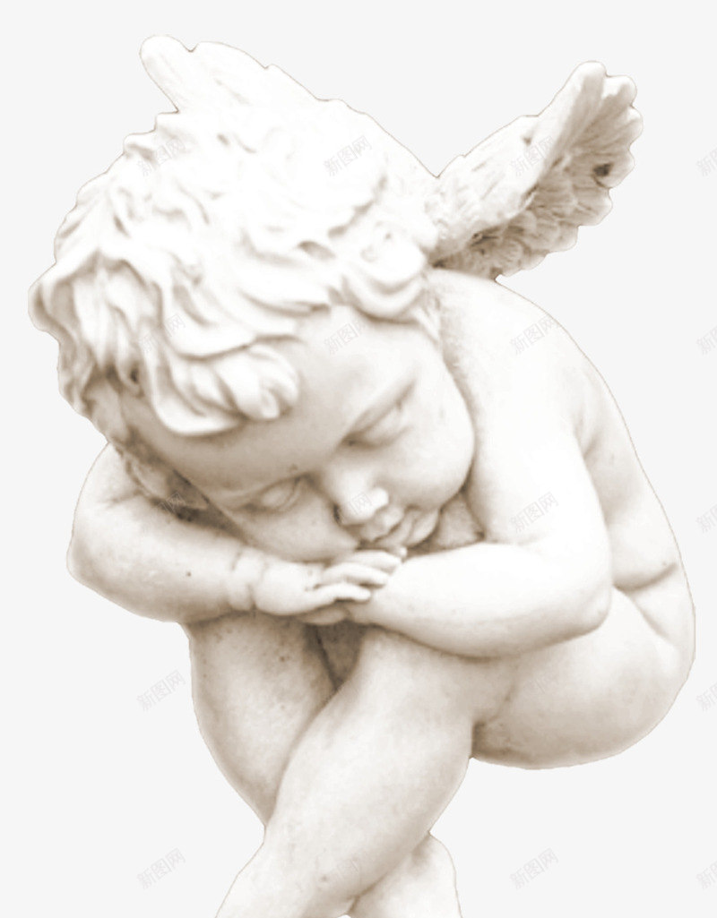 石像png免抠素材_新图网 https://ixintu.com 天使 婴儿 欧美 石像 翅膀 雕像