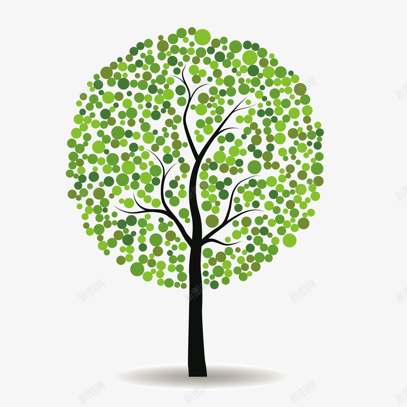 圆点绿色树木png免抠素材_新图网 https://ixintu.com 卡通 树 笔刷 绿色