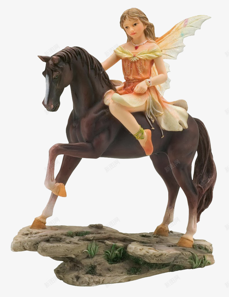 骑马png免抠素材_新图网 https://ixintu.com 天使 欧美 翅膀 雕像 雕塑 马