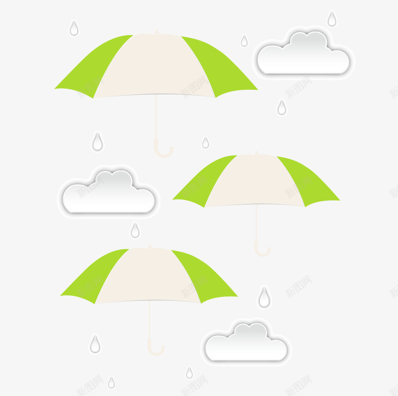 卡通雨伞雨滴png免抠素材_新图网 https://ixintu.com 下雨 天气 天气预报 气候 白云 雨伞 雨滴