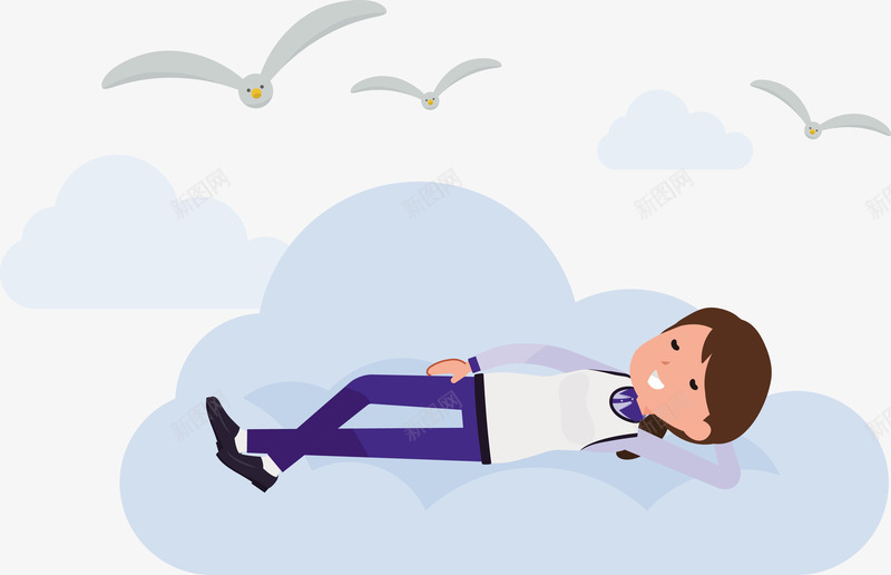 躺在云朵上睡觉的人矢量图eps免抠素材_新图网 https://ixintu.com 云朵 云朵png 云朵矢量图 人 海鸥 矢量图