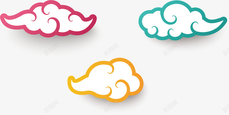 手绘彩色云朵矢量图ai免抠素材_新图网 https://ixintu.com 创意云朵 卡通云朵 可爱 手绘 手绘云朵 矢量云朵 装饰 矢量图
