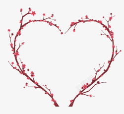 矢量水彩绘树叶爱心手绘水彩绘红色爱心植物花环高清图片