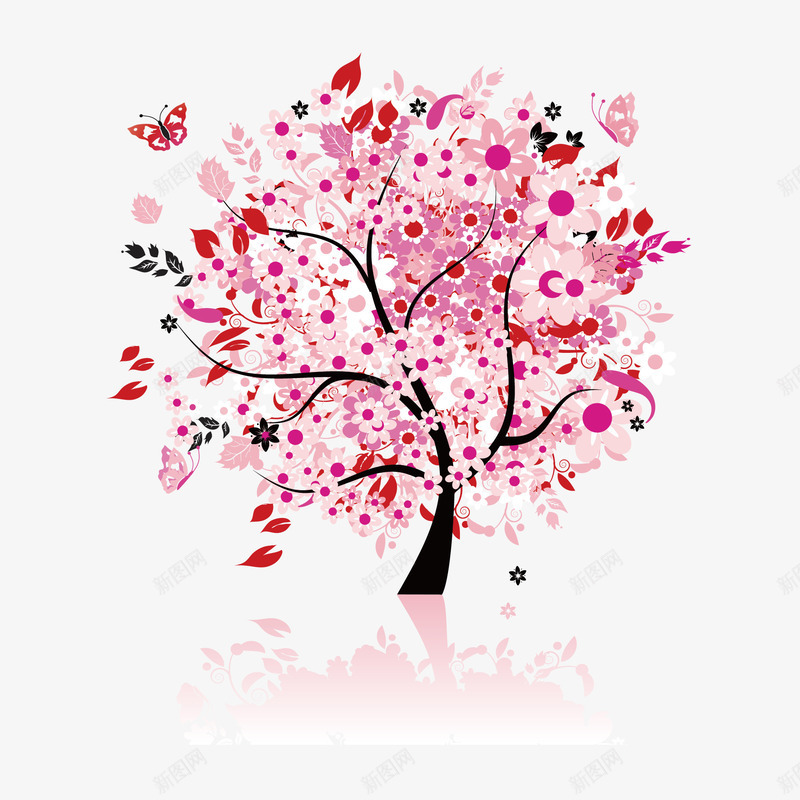 日本樱花树png免抠素材_新图网 https://ixintu.com 日本 樱花树 水彩 装饰