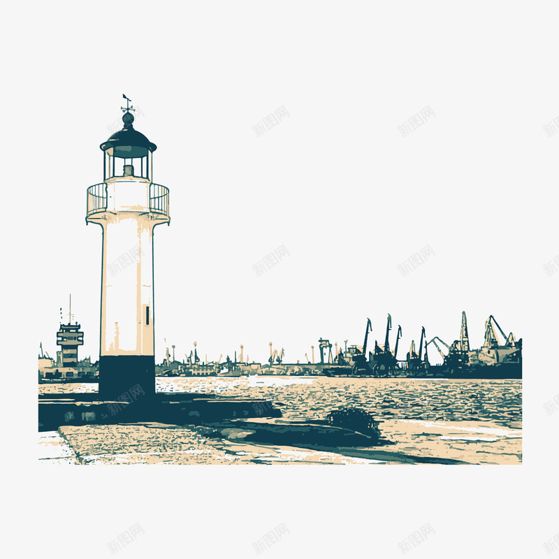 海边的灯塔png免抠素材_新图网 https://ixintu.com 出海 城市 手绘 海边 灯塔