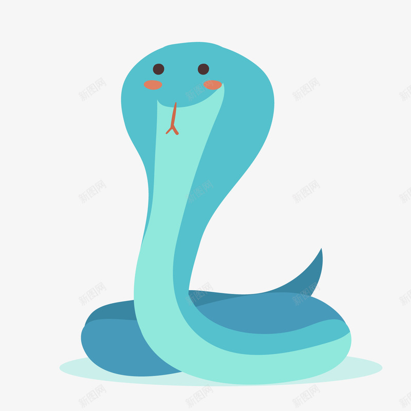 蓝色眼镜蛇png免抠素材_新图网 https://ixintu.com 卡通动物 卡通蛇 扁平化蛇 眼镜蛇 背景装饰 蓝色蛇