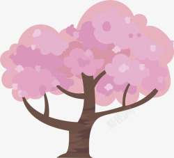 水彩粉色大树矢量图素材