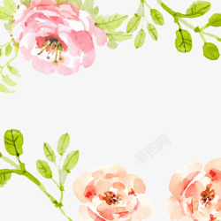 创意水粉花卉装饰边框素材