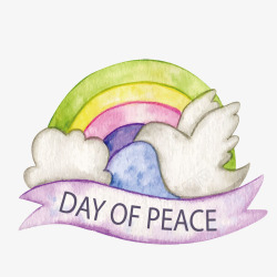 和平日装饰矢量彩虹鸽子矢量图高清图片