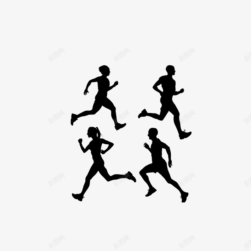 跑步人物剪影图标png_新图网 https://ixintu.com 人物 剪影 女子 小黑人跑步 男子 跑步 跑步影子 运动