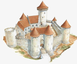 欧美风房子水彩城堡高清图片