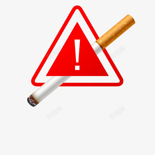 戒烟图标png_新图网 https://ixintu.com 三角形 折断烟 烟 红色