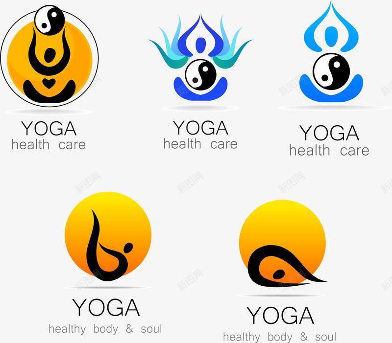 logo图标png_新图网 https://ixintu.com yoga标志 体育运动 八卦标志 养生创意logo 形状 瑜伽标志设计 瑜伽运动 矢量瑜伽标志 练瑜伽的女人