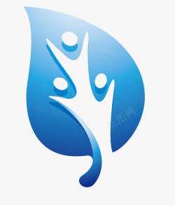 简洁波浪绿色标识卡通树叶标识图标高清图片