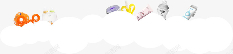 白色云朵母婴用品电商png免抠素材_新图网 https://ixintu.com 云朵 母婴 用品 白色
