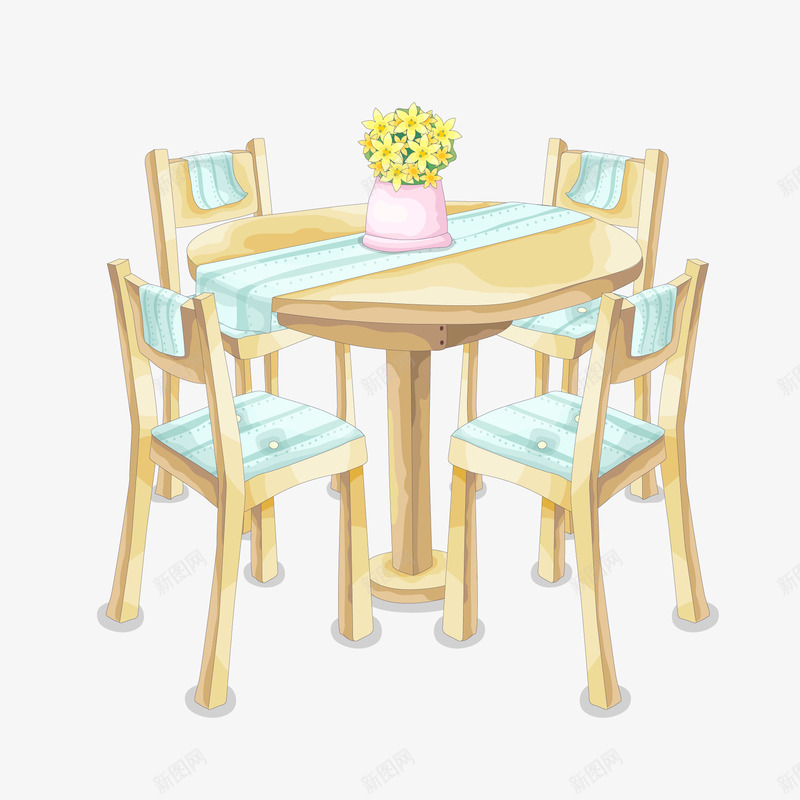 水彩手绘桌椅矢量图ai免抠素材_新图网 https://ixintu.com 卡通 家具设计 手绘 桌椅 水彩 花卉植物 餐桌 矢量图