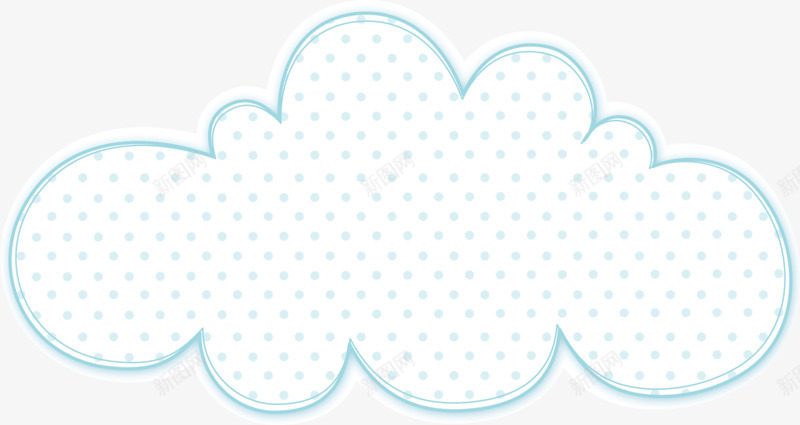 卡通手绘白色云朵装饰png免抠素材_新图网 https://ixintu.com 云朵 卡通云朵 波点 白色 科技波点 蓝色边框