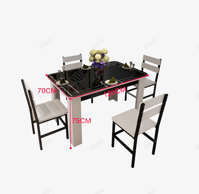 简洁家具餐桌餐椅png免抠素材_新图网 https://ixintu.com 家具产品 经典配色 餐桌桌面 黑色桌面