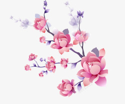 花枝线条手绘花卉矢量图高清图片