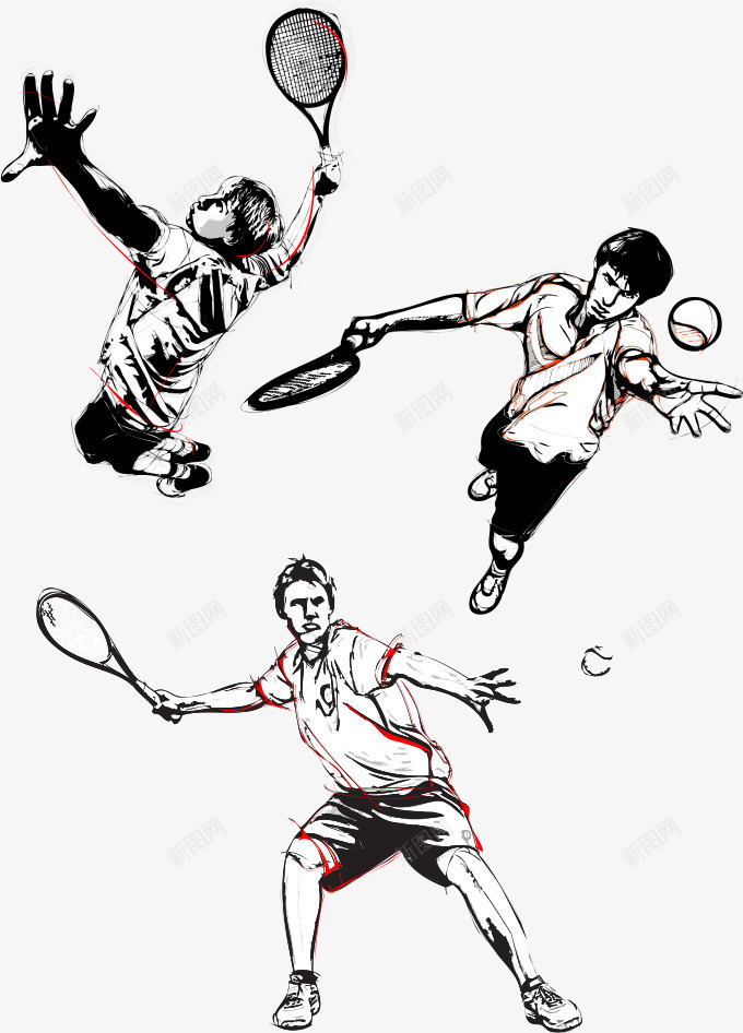 打网球的运动员png免抠素材_新图网 https://ixintu.com 人物 人物插画 卡通人物 打网球 矢量人物 网球 运动员