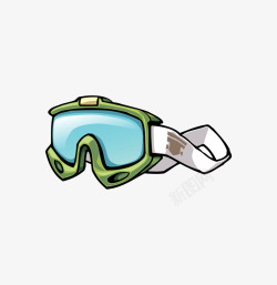 手绘卡通滑雪装备护目镜素材
