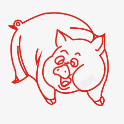 红色舌头猪简笔画红色线猪简笔画高清图片