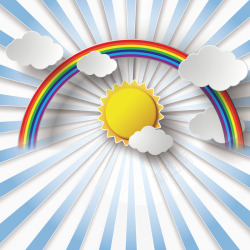 一个太阳折纸阳光彩虹矢量图高清图片