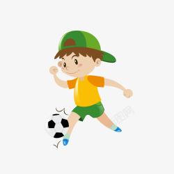 儿童海报制作天空蓝手绘卡通儿童踢足球高清图片