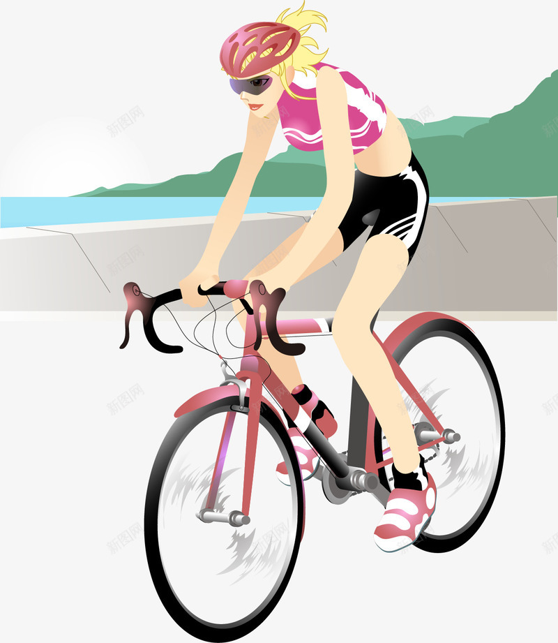 自行车美女运动员矢量图ai免抠素材_新图网 https://ixintu.com 矢量素材 矢量美女 美女素材 自行车 自行车美女运动员 运动员 矢量图
