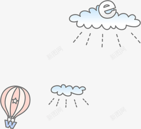 手绘卡通白云氢气球图标png_新图网 https://ixintu.com 卡通 图标 氢气 白云