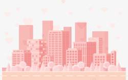 粉色城市建筑矢量图素材